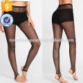 Black Stirrup Mesh Leggings OEM/ODM Manufacture Wholesale Fashion Women Apparel (TA7025L)